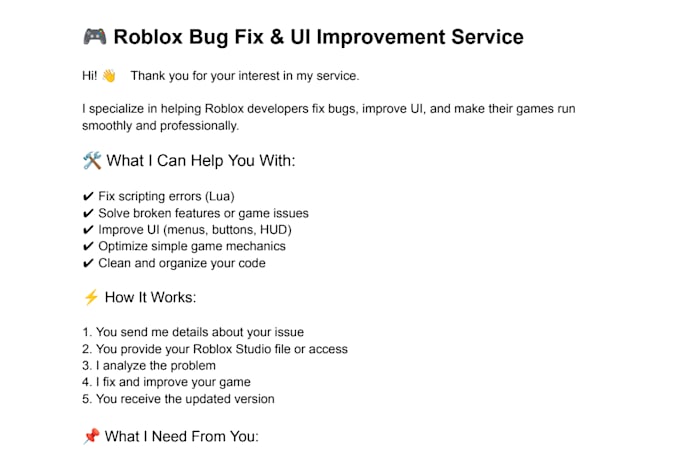 fix your roblox game scripts, bugs and UI issues fast